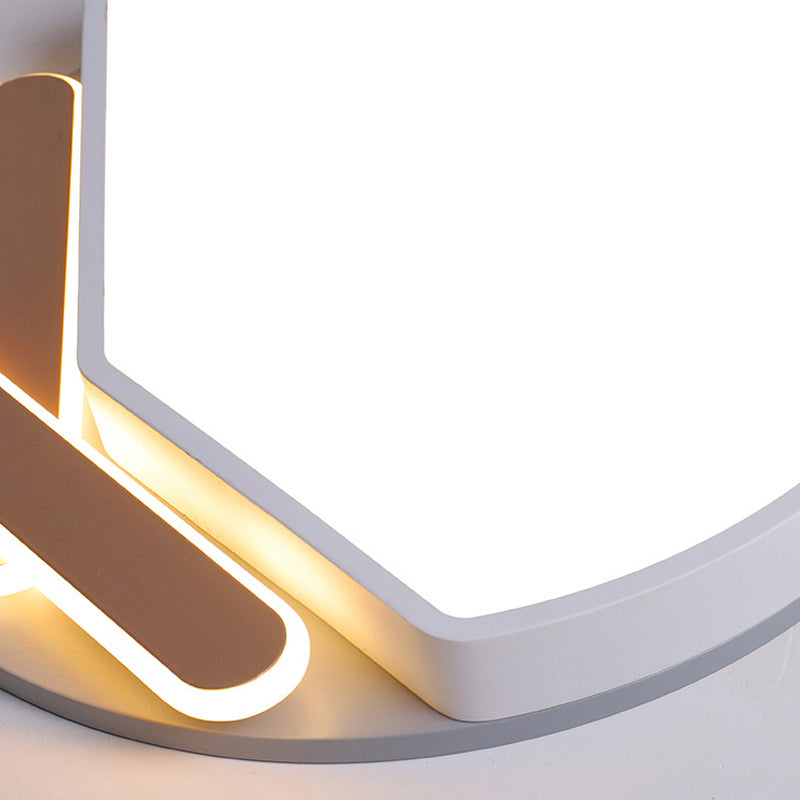 Contemporary Round Metal Ceiling Mounted Fixture: Gold/Black & White Led Light (16.5/20.5) -