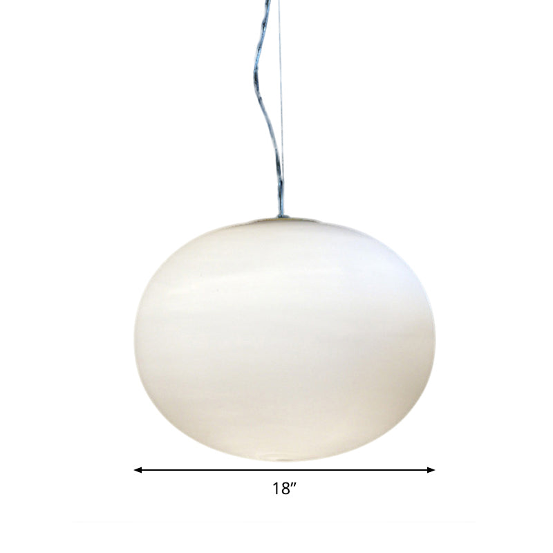 Minimalist White Glass Oval Pendant Lamp - 1 Head 9.5/18 Wide Ideal For Dining Room