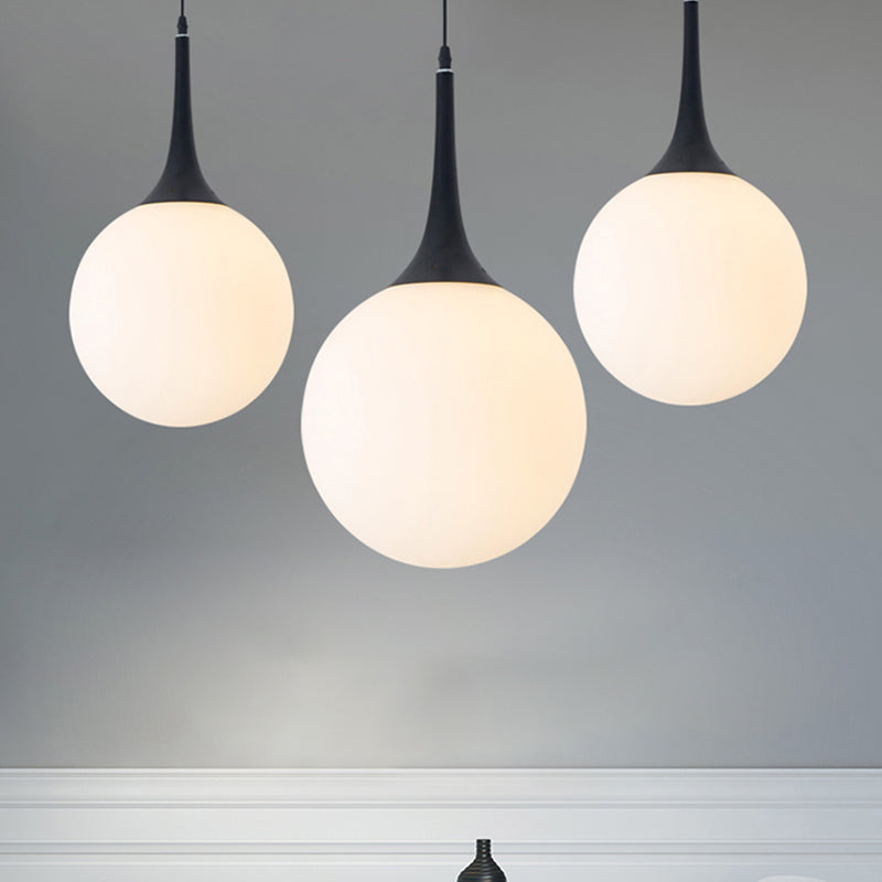 Postmodern 1 Head White Glass Sphere Pendant Light - 6/8/12 Wide Ceiling Hanging Fixture