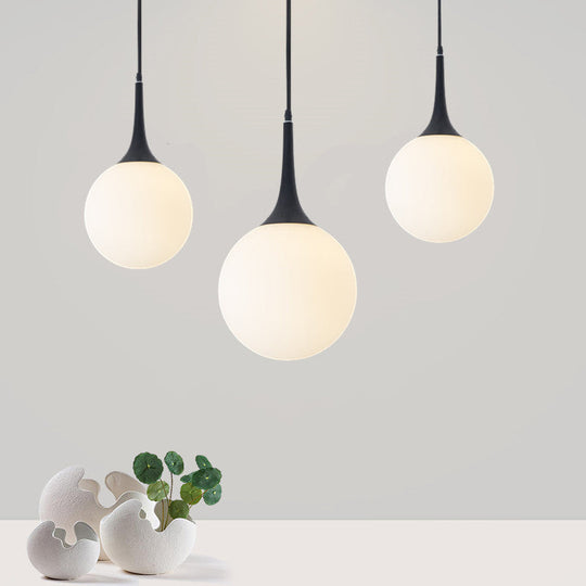 Postmodern 1 Head White Glass Sphere Pendant Light - 6/8/12 Wide Ceiling Hanging Fixture