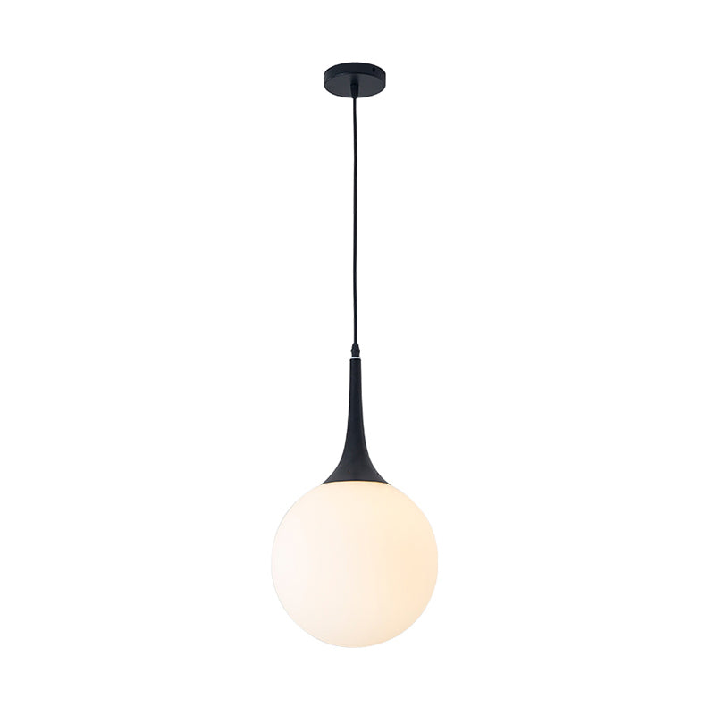 Postmodern 1 Head White Glass Sphere Pendant Light - 6/8/12 Wide Ceiling Hanging Fixture