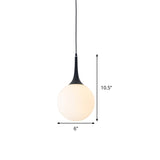 Postmodern 1 Head White Glass Sphere Pendant Light - 6/8/12 Wide Ceiling Hanging Fixture