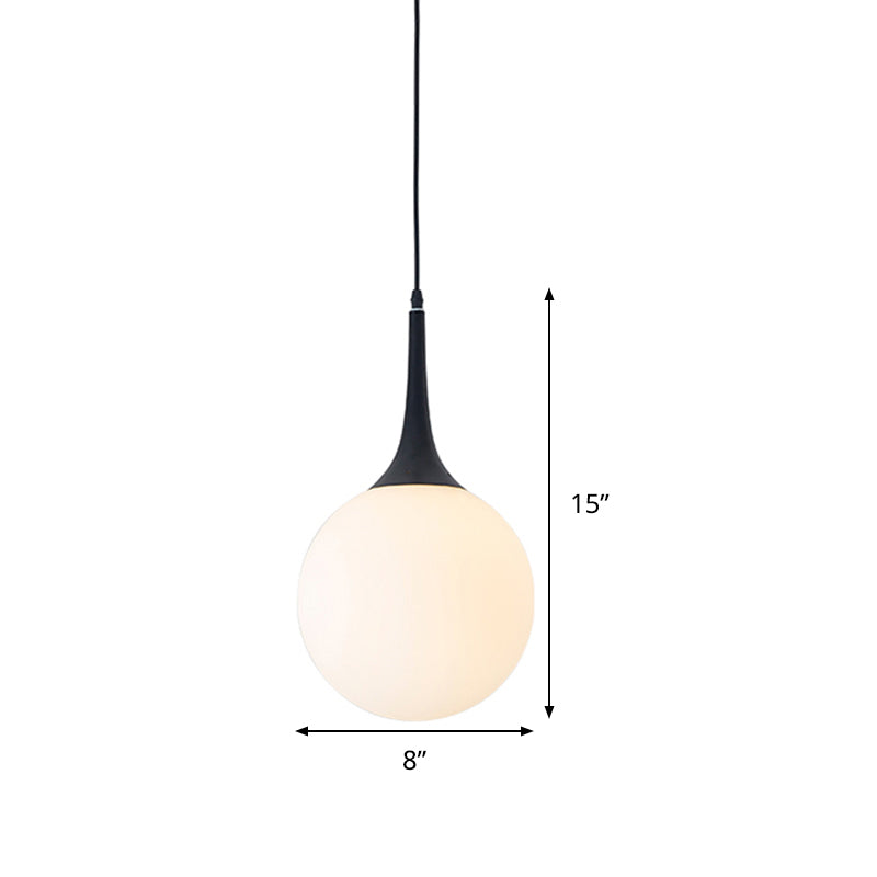 Postmodern 1 Head White Glass Sphere Pendant Light - 6/8/12 Wide Ceiling Hanging Fixture