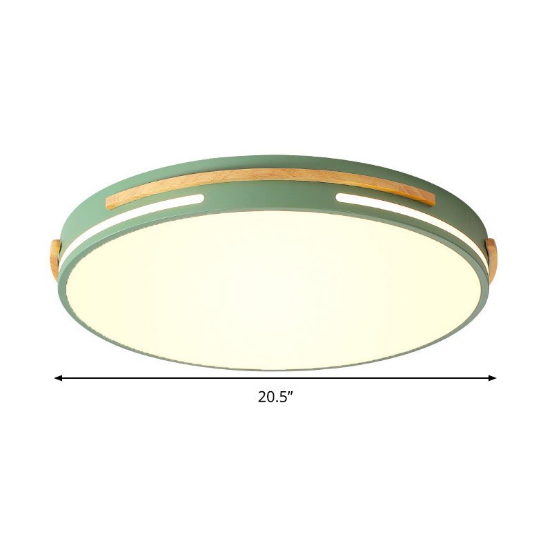 Macaron Metal Led Round Flushmount Ceiling Light Fixture - Grey/White/Green Warm/White 16.5/20.5