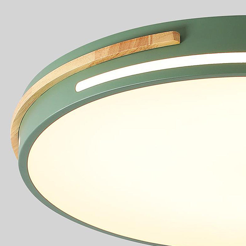 Macaron Metal Led Round Flushmount Ceiling Light Fixture - Grey/White/Green Warm/White