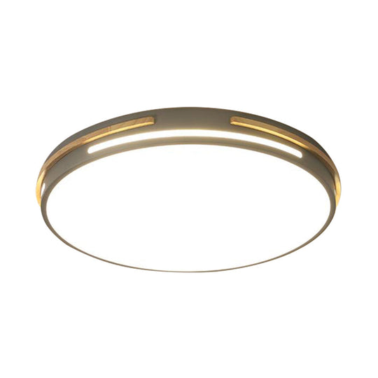 Macaron Metal Led Round Flushmount Ceiling Light Fixture - Grey/White/Green Warm/White