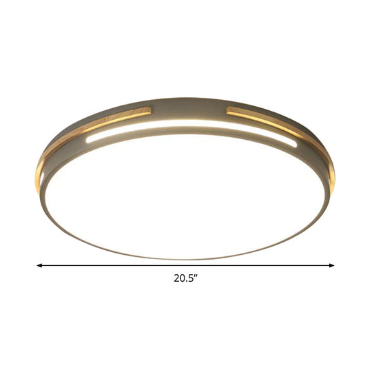 Macaron Metal Led Round Flushmount Ceiling Light Fixture - Grey/White/Green Warm/White 16.5/20.5