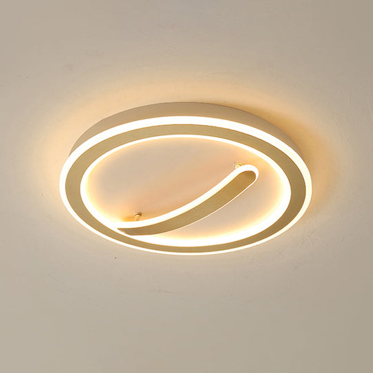 Contemporary Circular Ceiling Mount Light - 18/20.5 Wide Acrylic Gold/Black & White Led Flush