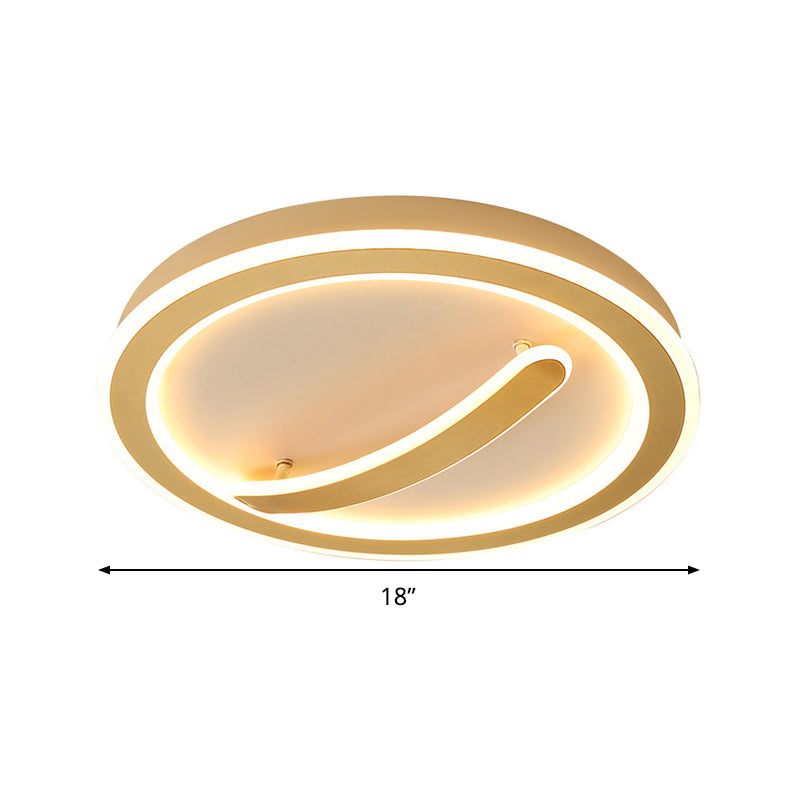 Contemporary Circular Ceiling Mount Light - 18/20.5 Wide Acrylic Gold/Black & White Led Flush