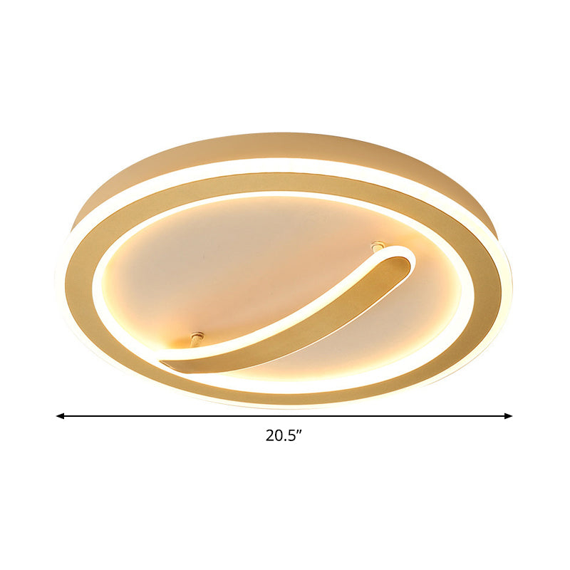 Contemporary Circular Ceiling Mount Light - 18/20.5 Wide Acrylic Gold/Black & White Led Flush