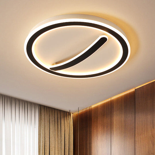 Contemporary Circular Ceiling Mount Light - 18’/20.5’ Wide Acrylic Gold/Black & White Led Flush