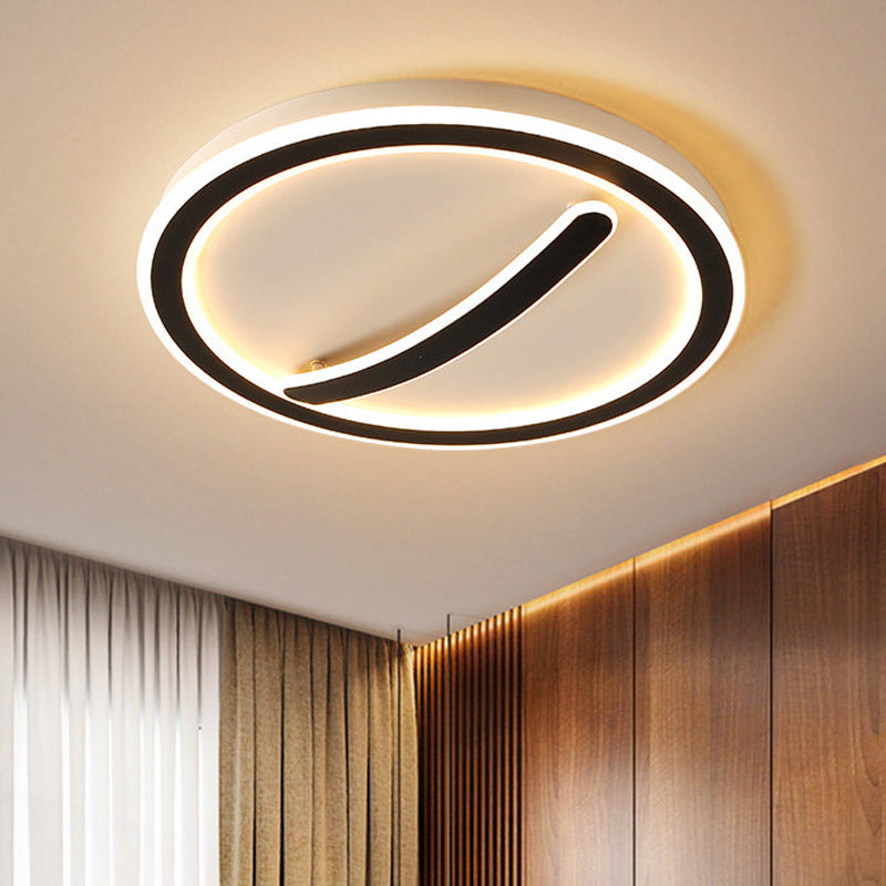 Contemporary Circular Ceiling Mount Light - 18/20.5 Wide Acrylic Gold/Black & White Led Flush