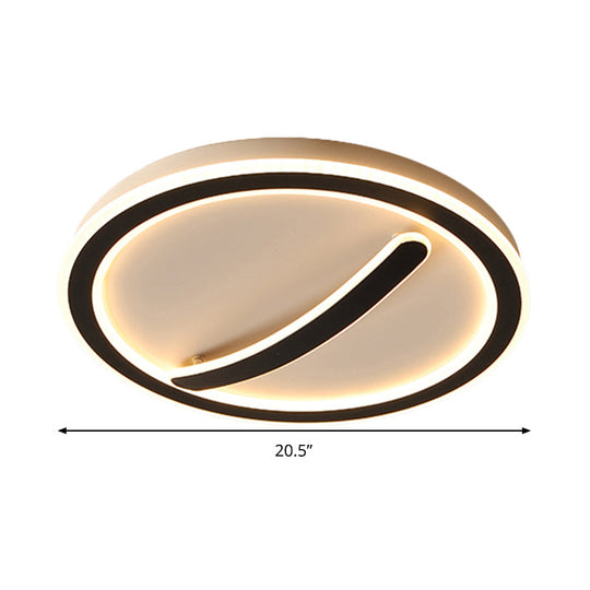 Contemporary Circular Ceiling Mount Light - 18’/20.5’ Wide Acrylic Gold/Black & White Led Flush