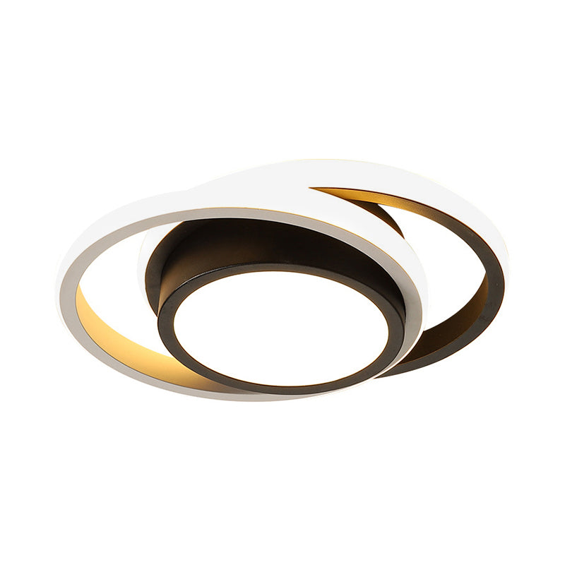 Contemporary Black Metal Led Ceiling Light Fixture - Round/Square Design With Warm/White/3 Color