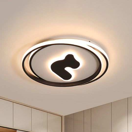 Modern Black Led Flush Mount Ceiling Light Fixture - 16.5/20.5 Wide Circle Acrylic White/Yellow