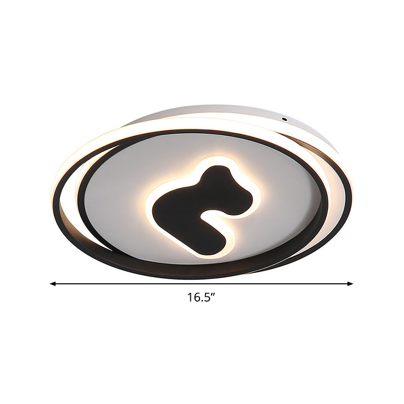 Modern Black Led Flush Mount Ceiling Light Fixture - 16.5/20.5 Wide Circle Acrylic White/Yellow