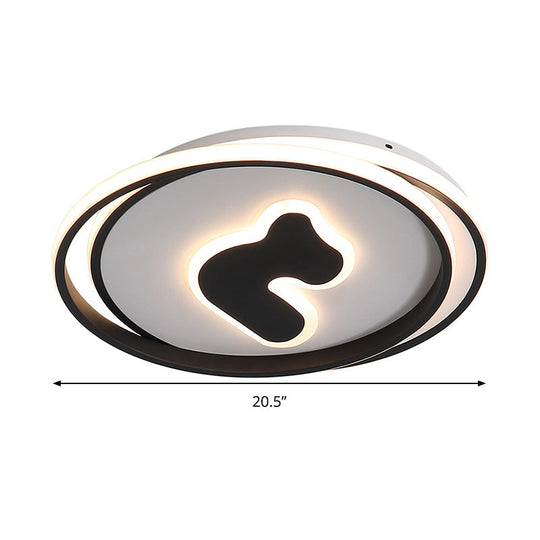 Modern Black Led Flush Mount Ceiling Light Fixture - 16.5’/20.5’ Wide Circle Acrylic