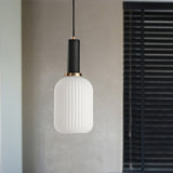 Macaron Black/Pink/Blue Pendant Dining Room Light With White Glass Shade - 5/8/12 Wide