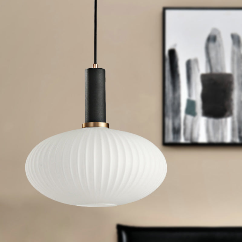 Macaron Pendant Light: Black/Pink/Blue Cylinder/Oval/Drum White Glass Shade 5’/8’/12’ Wide