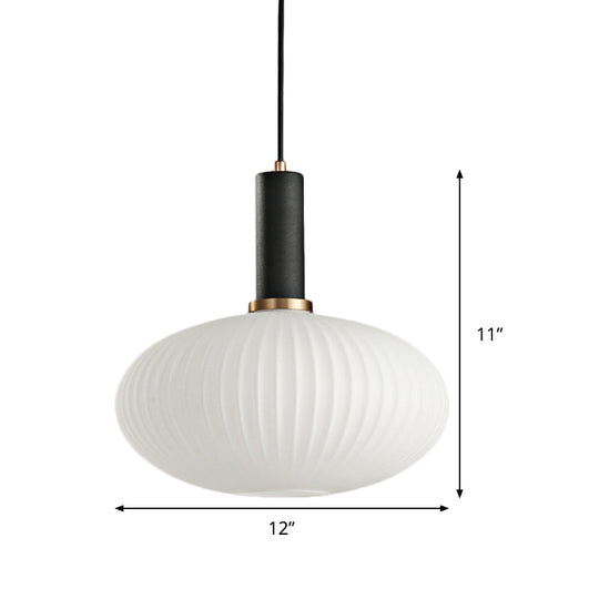 Macaron Black/Pink/Blue Pendant Dining Room Light With White Glass Shade - 5/8/12 Wide