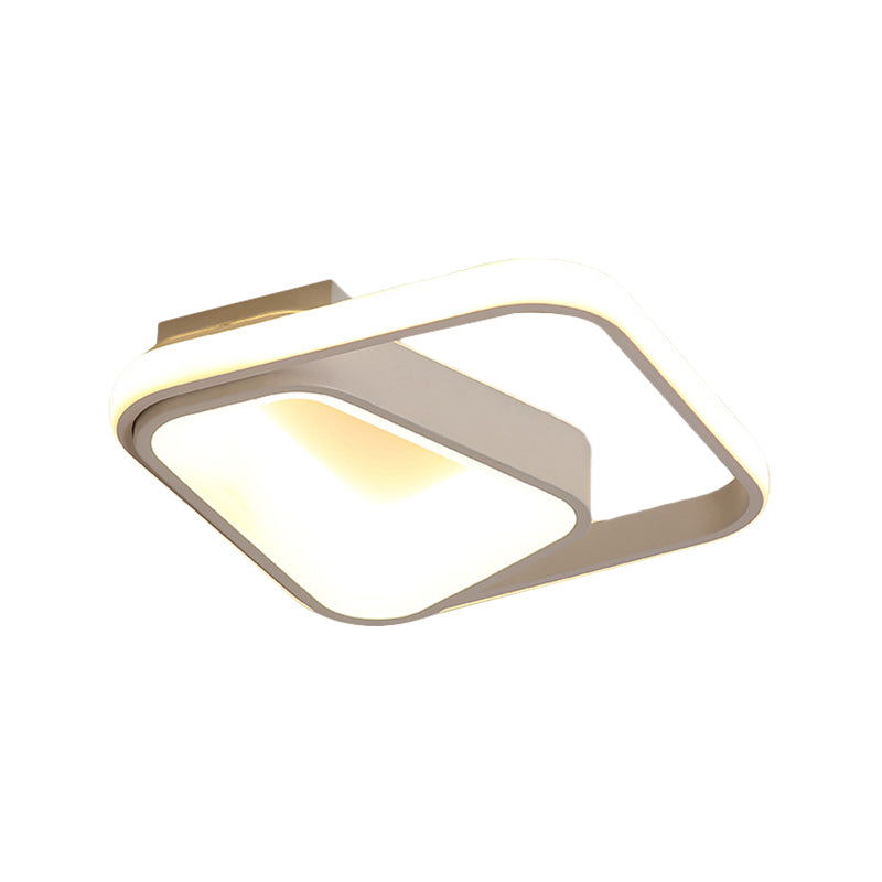 Modern Geometric Metal Flush Mount Led Ceiling Lamp In Gray/White - Natural Light Remote Control &