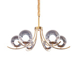 Modern Clear Glass Ball Chandelier With Curved Arm - 6/8/10 Heads Golden Hanging Lamp