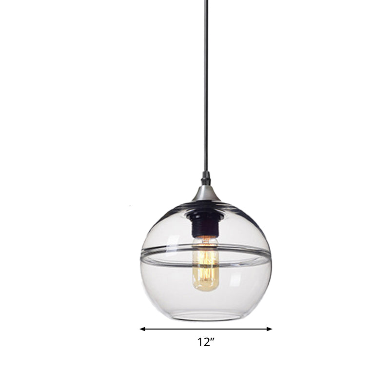 Modern Blue/Clear Glass Pendant Light For Dining Room – 1 Head 8’/10’/12’ Wide