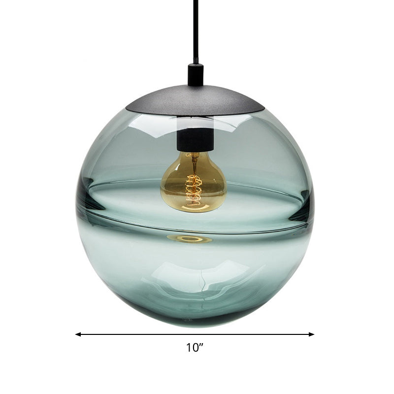Modern Blue/Coffee Glass Sphere Pendant Light 1 Head 8’/10’/12’ Wide - Perfect For Dining Room