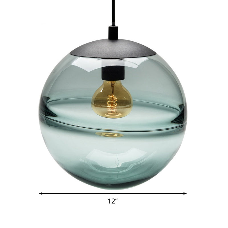 Modern Blue/Coffee Glass Sphere Pendant Light 1 Head 8’/10’/12’ Wide - Perfect For Dining Room
