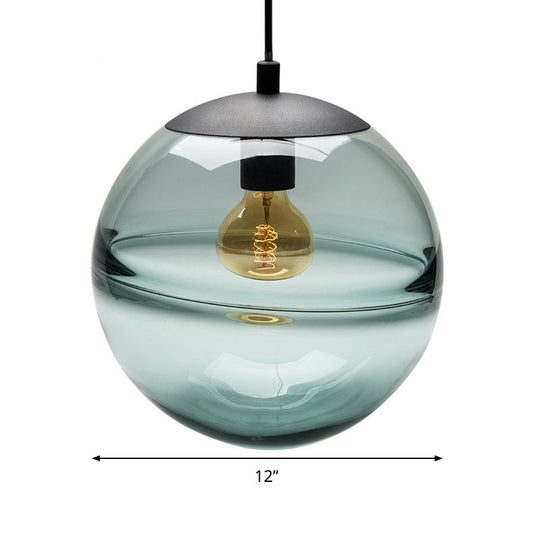 Modern Blue/Coffee Glass Sphere Pendant Light 1 Head 8’/10’/12’ Wide - Perfect For Dining Room