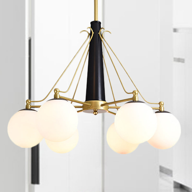 Milky Glass Chandelier Light Fixture - Modern Style 6/8 Lights Gold Finish Ideal For Living Room