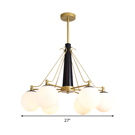 Milky Glass Chandelier Pendant Light - Modern Global Style Gold Finish 6/8 Lights Ideal For Living