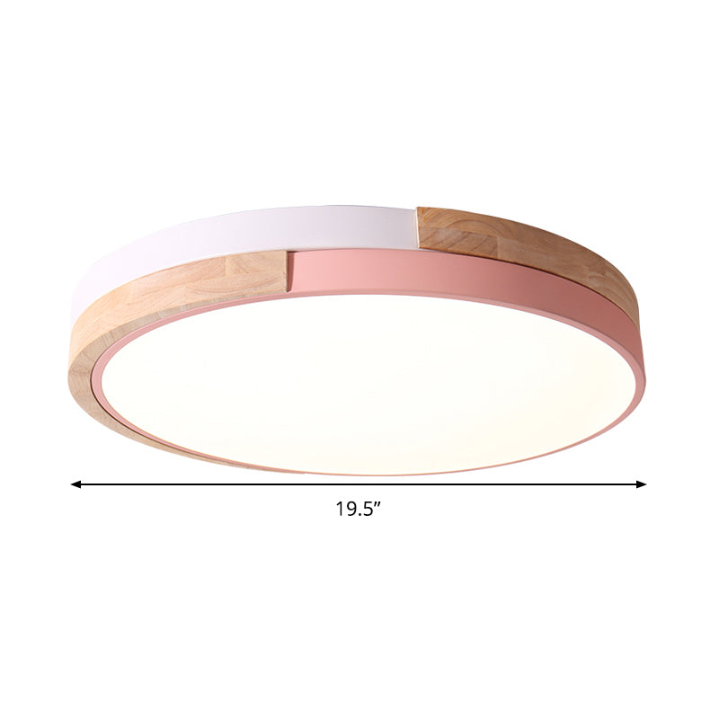 Contemporary Led Metal Circle Flush Light With Acrylic Diffuser In Warm/White - Pink/Yellow/Blue