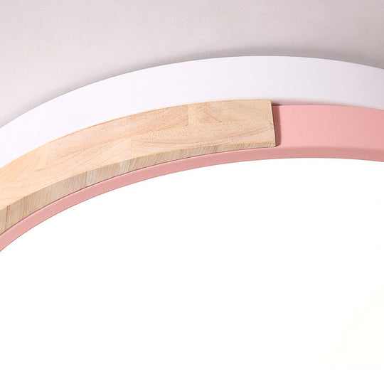 Contemporary Led Metal Circle Flush Light With Acrylic Diffuser In Warm/White - Pink/Yellow/Blue