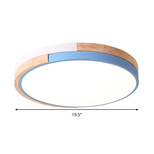 Contemporary Led Metal Circle Flush Light With Acrylic Diffuser In Warm/White - Pink/Yellow/Blue