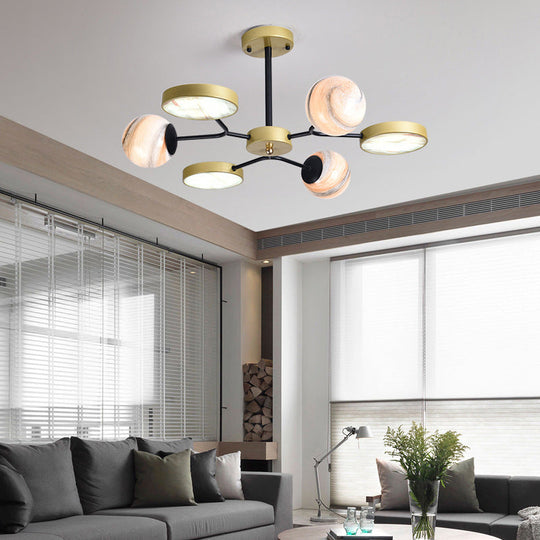 Hand Blown Glass Chandelier With Contemporary Style - Round 6/8 Lights Gold Finish