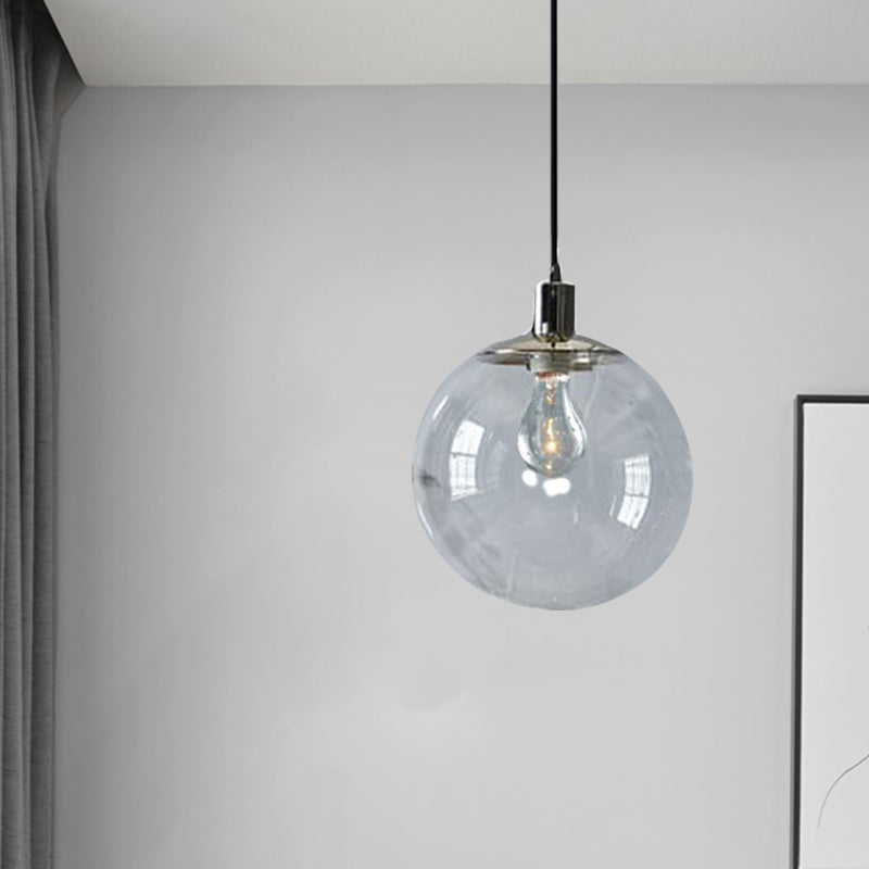 Contemporary Simple Style Clear Glass Pendant Light - 8/10/12 Wide 1 Head Ceiling Hanging Lamp