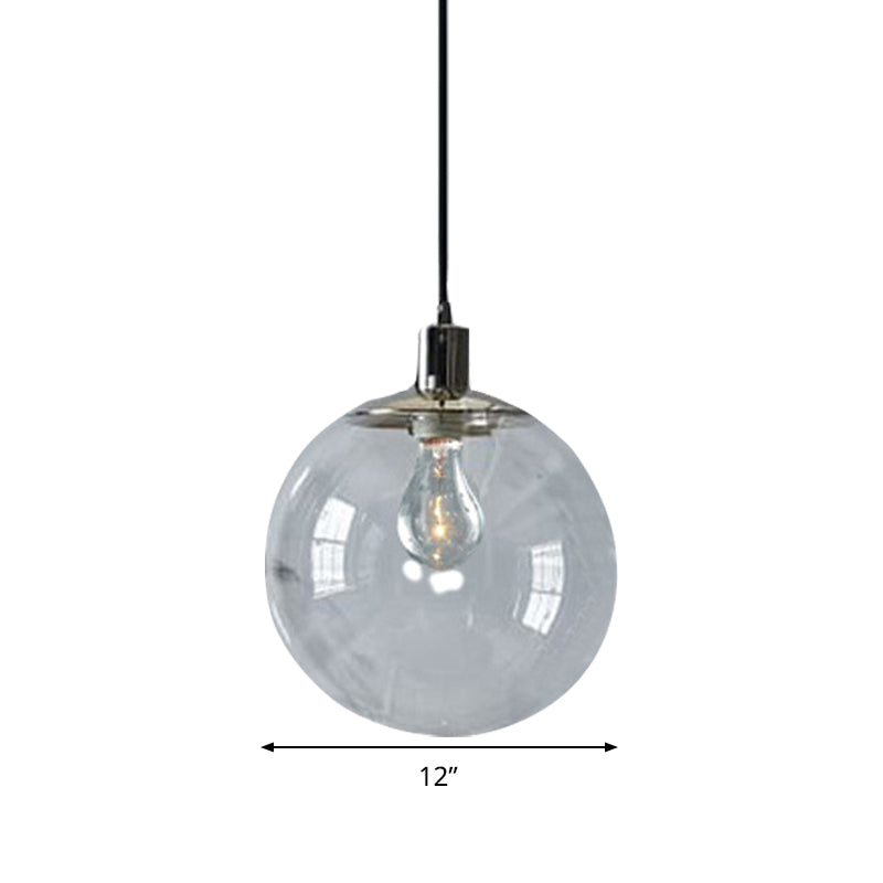 Contemporary Simple Style Clear Glass Pendant Light - 8/10/12 Wide 1 Head Ceiling Hanging Lamp