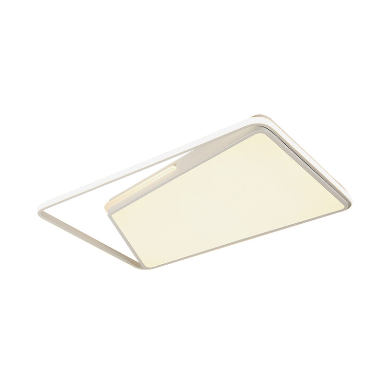 Modern Rectangle Ceiling Mounted Led Flush Light Fixture For Living Room - Black/White With
