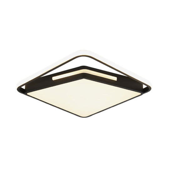 16’/19.5’ Metal Square Ceiling Mount Light Fixture - Contemporary Black/White Flush In
