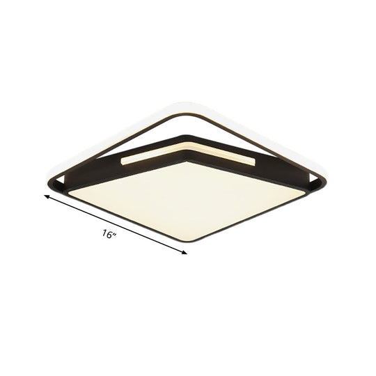 16’/19.5’ Metal Square Ceiling Mount Light Fixture - Contemporary Black/White Flush In