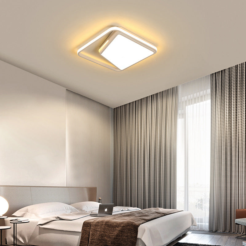 16’/19.5’ Metal Square Ceiling Mount Light Fixture - Contemporary Black/White Flush In