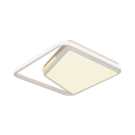 16/19.5 Metal Square Ceiling Mount Light Fixture - Contemporary Black/White Flush In Warm/White/3