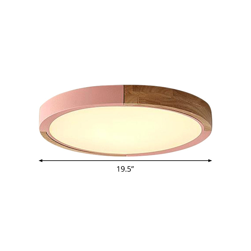 Circular Macaron Led Flush Mount Ceiling Light In 3 Colors And 2 Options 16’/19.5’ Wide