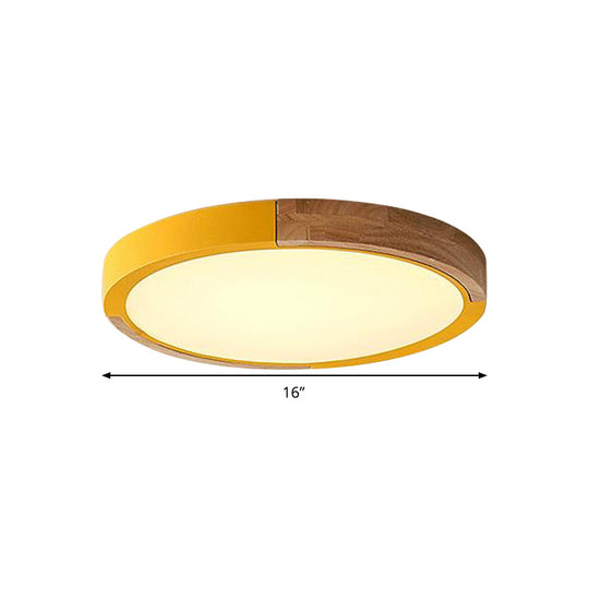 Circular Macaron Led Flush Mount Ceiling Light In 3 Colors And 2 Options 16’/19.5’ Wide
