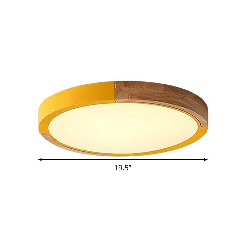 Circular Macaron Led Flush Mount Ceiling Light In 3 Colors And 2 Options 16’/19.5’ Wide
