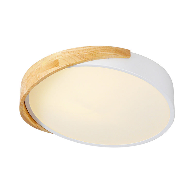 Metal Round Flushmount Macaron Led Ceiling Lamp In Warm/White Light - White Finish