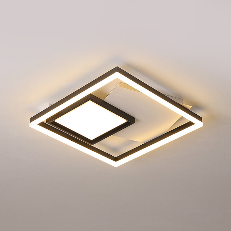 Flush Mount Led Rectangle Ceiling Light Black - White / 16’ White