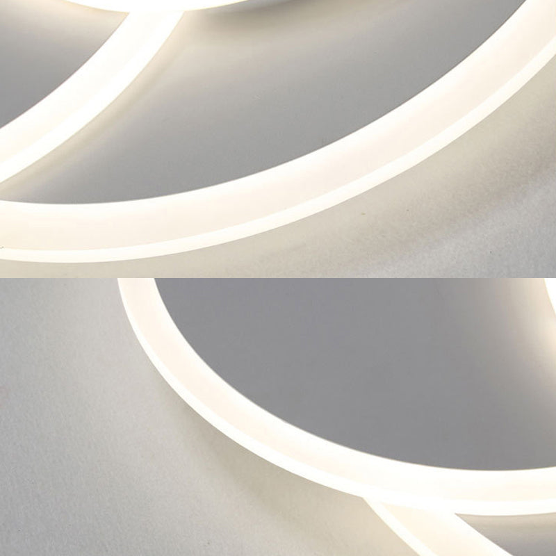 Modern Flush Mount Led Ceiling Lamp For Bedrooms - 19/23 Wide Stepless Dimming Remote Control White
