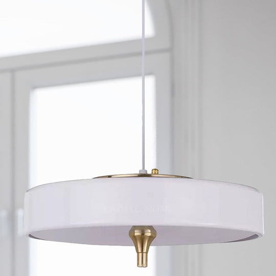 Modern Drum Chandelier Light Blue/White/Black Metal - 3-Light Dining Room Hanging Fixture